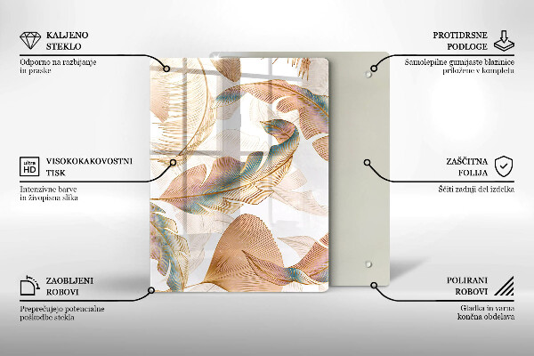 Osłona ściany przy kuchence gazowej Boho pióra i liście