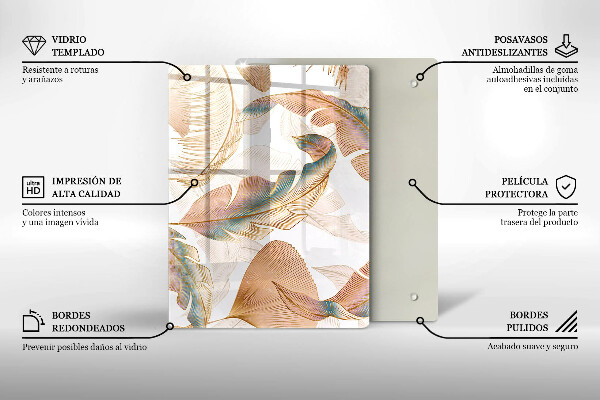 Osłona ściany przy kuchence gazowej Boho pióra i liście