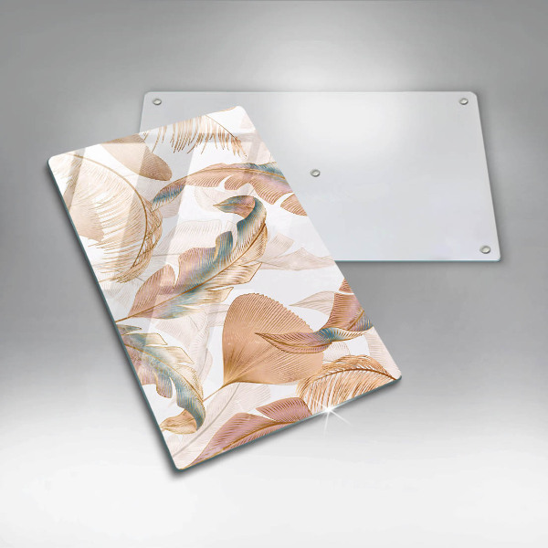 Osłona ściany przy kuchence gazowej Boho pióra i liście