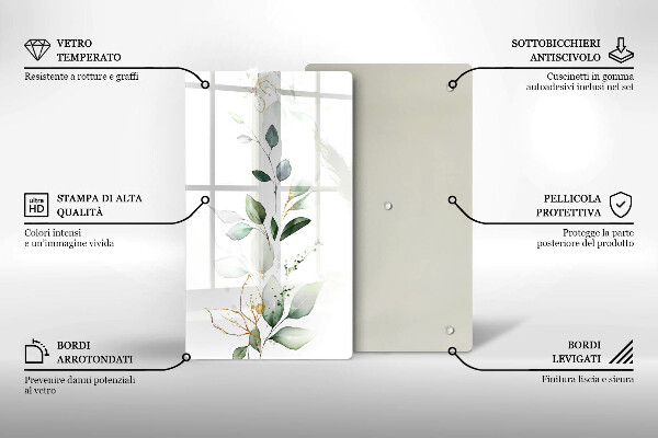 Osłona ściany przy kuchence gazowej Akwarelowe liście