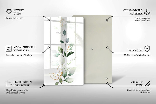 Osłona ściany przy kuchence gazowej Akwarelowe liście