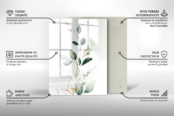 Osłona ściany przy kuchence gazowej Akwarelowe liście