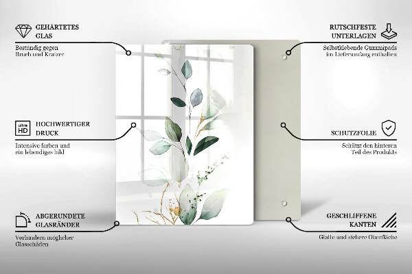 Osłona ściany przy kuchence gazowej Akwarelowe liście