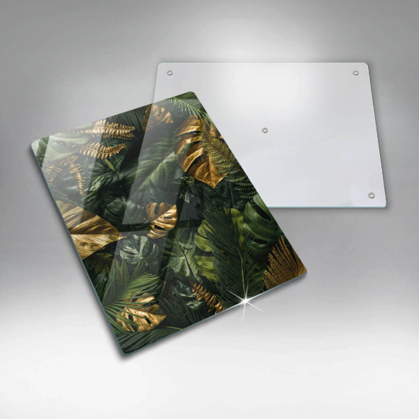 Osłona ściany przy kuchence gazowej Złote liście monstery