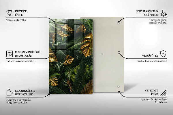 Osłona ściany przy kuchence gazowej Złote liście monstery