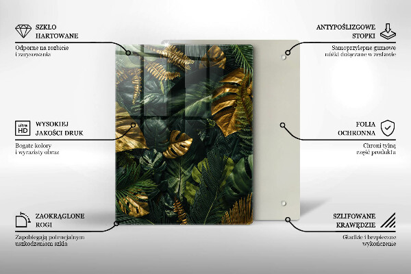 Osłona ściany przy kuchence gazowej Złote liście monstery