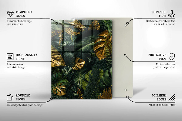 Osłona ściany przy kuchence gazowej Złote liście monstery