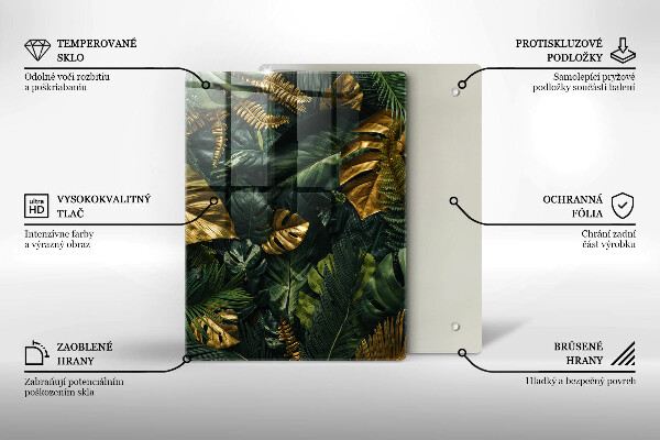 Osłona ściany przy kuchence gazowej Złote liście monstery