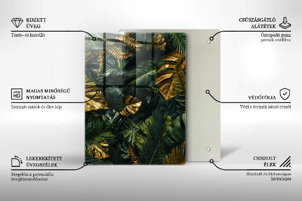 Osłona ściany przy kuchence gazowej Złote liście monstery