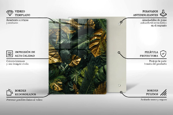 Osłona ściany przy kuchence gazowej Złote liście monstery