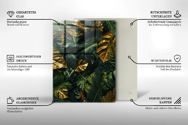 Osłona ściany przy kuchence gazowej Złote liście monstery