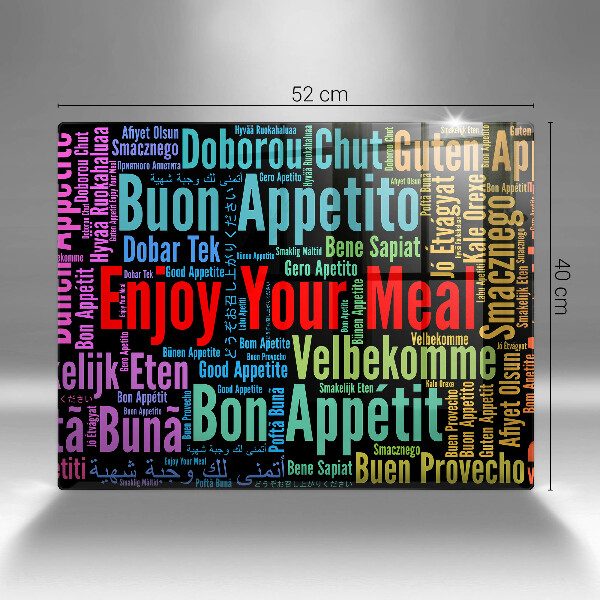 Osłona ściany przy kuchence gazowej Napisy Smacznego języki