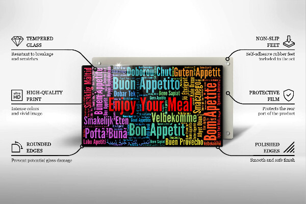 Osłona ściany przy kuchence gazowej Napisy Smacznego języki