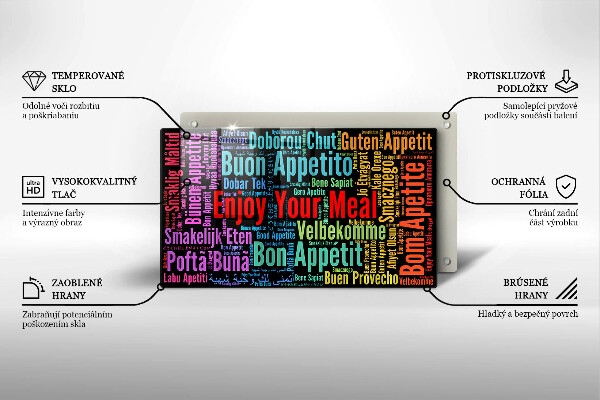 Osłona ściany przy kuchence gazowej Napisy Smacznego języki