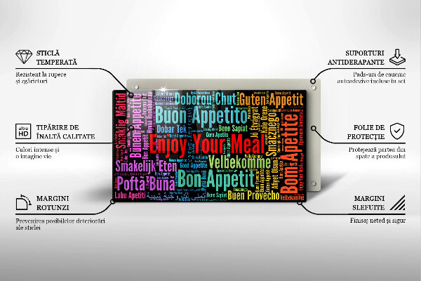 Osłona ściany przy kuchence gazowej Napisy Smacznego języki