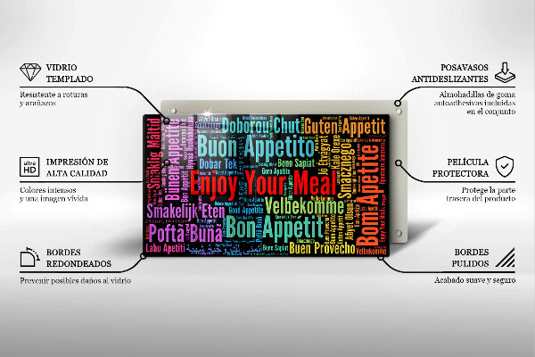 Osłona ściany przy kuchence gazowej Napisy Smacznego języki