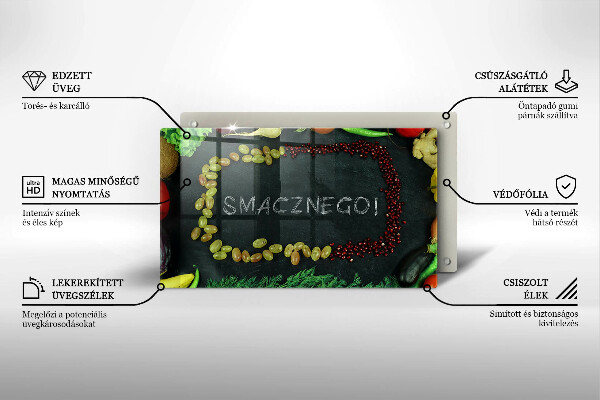 Osłona ściany przy kuchence gazowej Napis Smacznego!