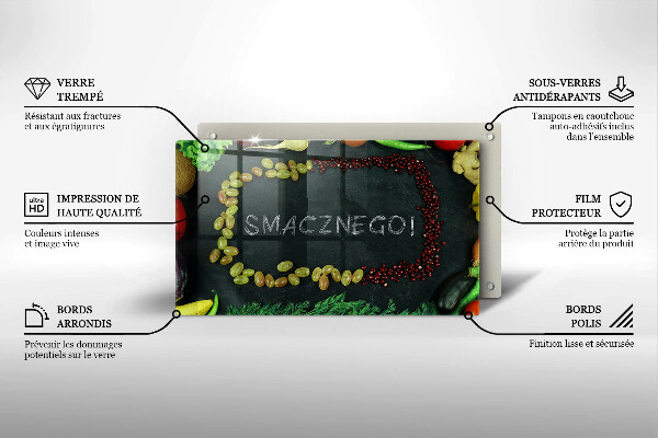 Osłona ściany przy kuchence gazowej Napis Smacznego!