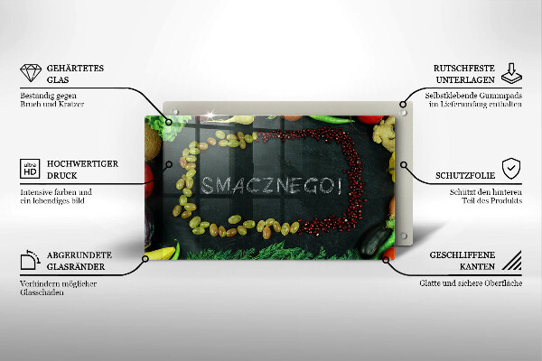 Osłona ściany przy kuchence gazowej Napis Smacznego!