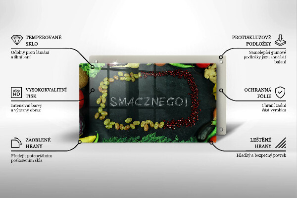 Osłona ściany przy kuchence gazowej Napis Smacznego!