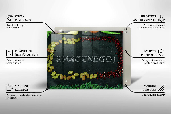 Osłona ściany przy kuchence gazowej Napis Smacznego!
