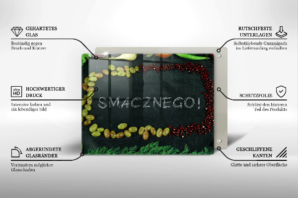 Osłona ściany przy kuchence gazowej Napis Smacznego!