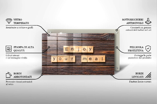 Osłona płyty indukcyjnej Napis Enjoy your meal