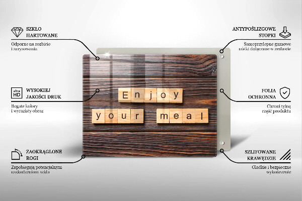 Osłona płyty indukcyjnej Napis Enjoy your meal