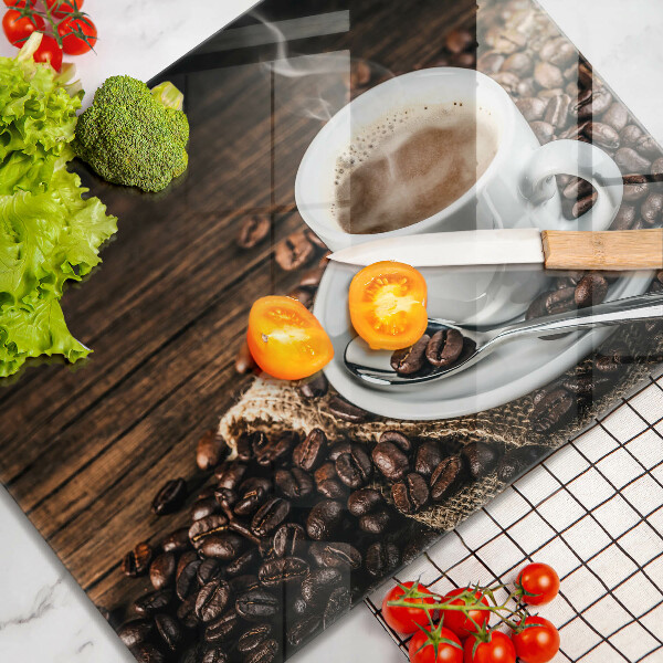 Osłona płyty indukcyjnej Filiżanka i ziarna kawy