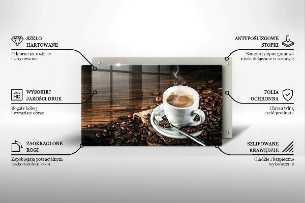 Osłona płyty indukcyjnej Filiżanka i ziarna kawy