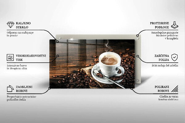 Osłona płyty indukcyjnej Filiżanka i ziarna kawy