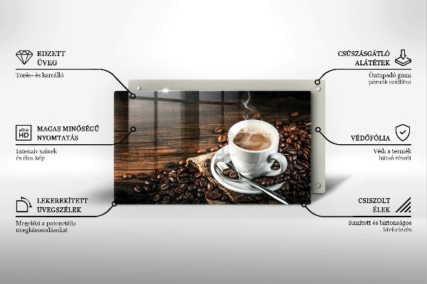 Osłona płyty indukcyjnej Filiżanka i ziarna kawy