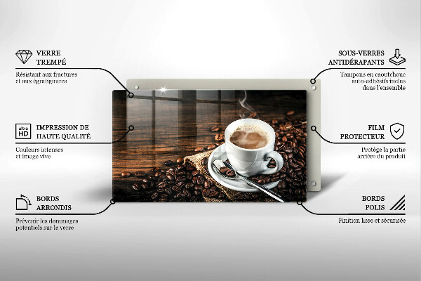 Osłona płyty indukcyjnej Filiżanka i ziarna kawy