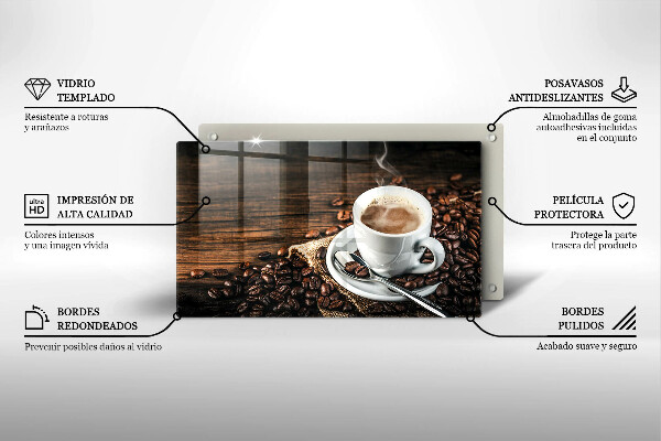 Osłona płyty indukcyjnej Filiżanka i ziarna kawy