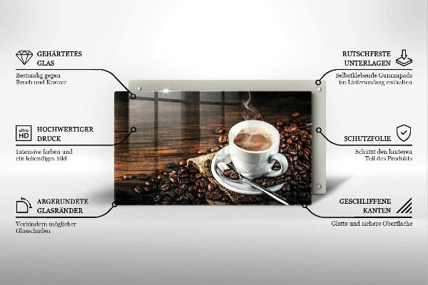 Osłona płyty indukcyjnej Filiżanka i ziarna kawy