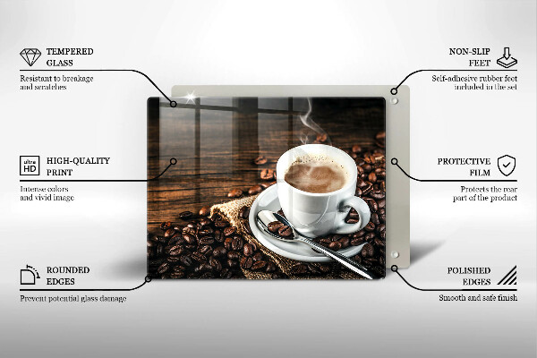 Osłona płyty indukcyjnej Filiżanka i ziarna kawy