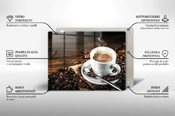 Osłona płyty indukcyjnej Filiżanka i ziarna kawy