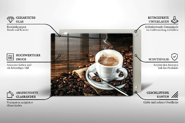 Osłona płyty indukcyjnej Filiżanka i ziarna kawy