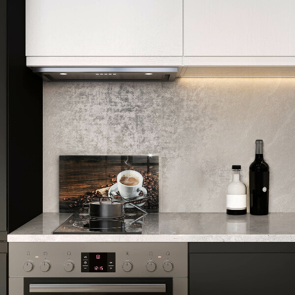 Osłona płyty indukcyjnej Filiżanka i ziarna kawy