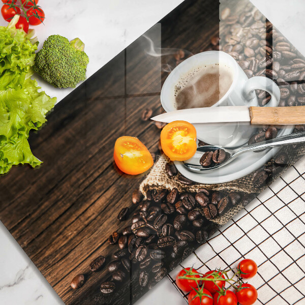 Osłona płyty indukcyjnej Filiżanka i ziarna kawy