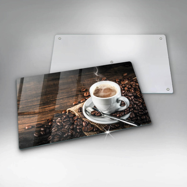 Osłona płyty indukcyjnej Filiżanka i ziarna kawy