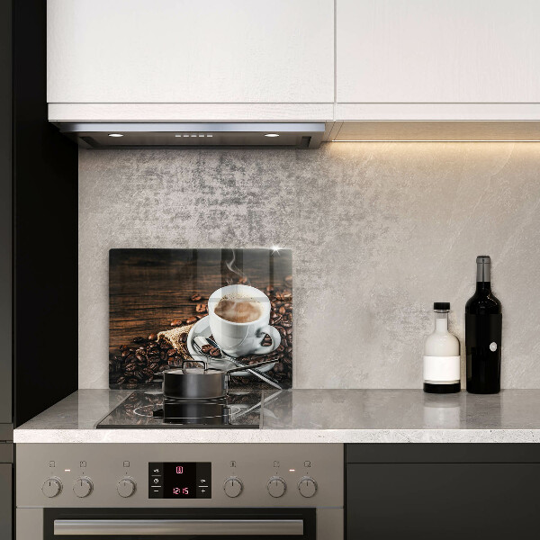 Osłona płyty indukcyjnej Filiżanka i ziarna kawy