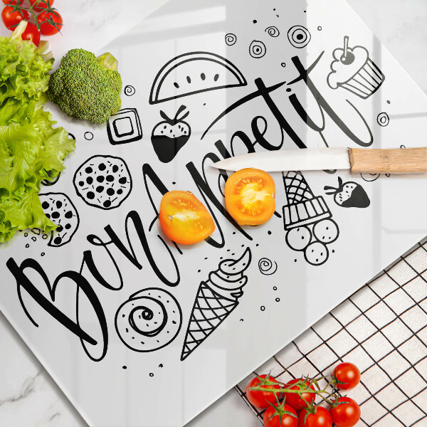 Osłona płyty indukcyjnej Napis Bon Appetit