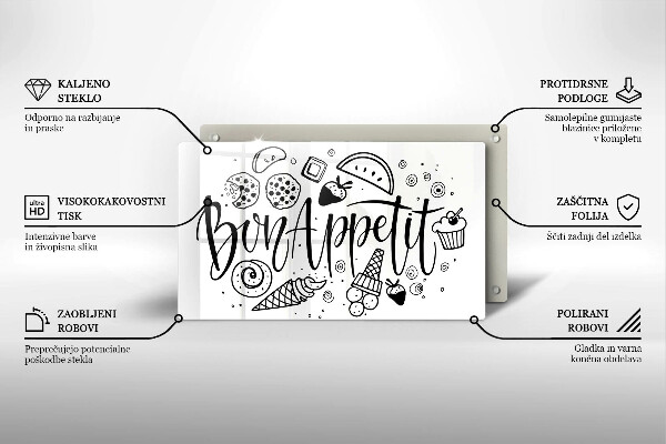 Osłona płyty indukcyjnej Napis Bon Appetit