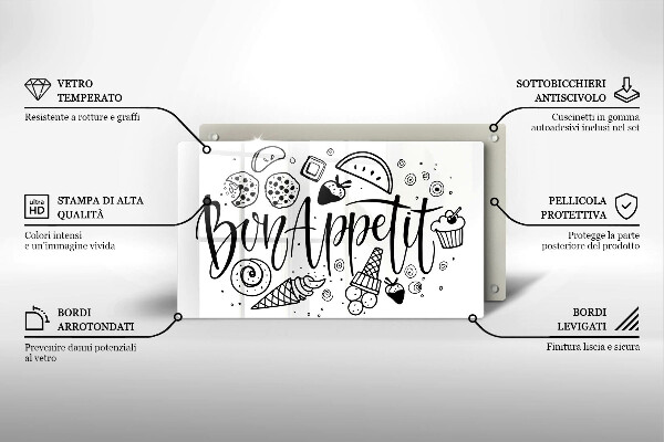 Osłona płyty indukcyjnej Napis Bon Appetit