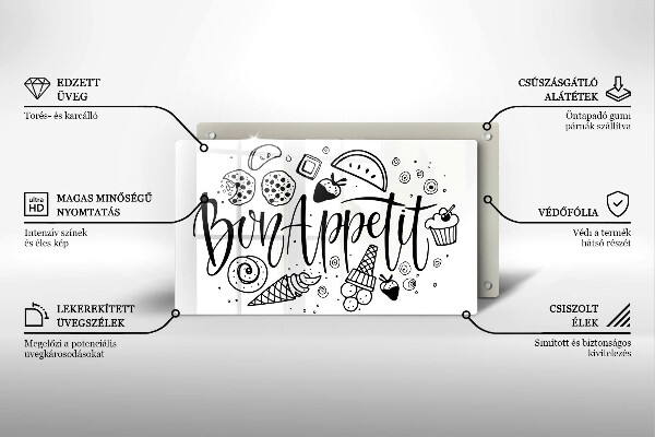 Osłona płyty indukcyjnej Napis Bon Appetit