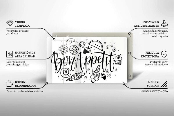Osłona płyty indukcyjnej Napis Bon Appetit