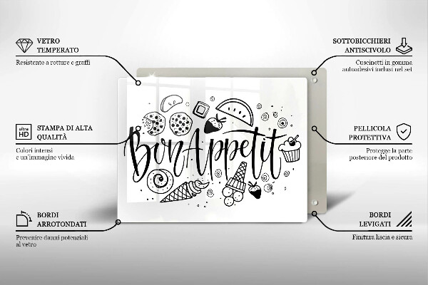 Osłona płyty indukcyjnej Napis Bon Appetit