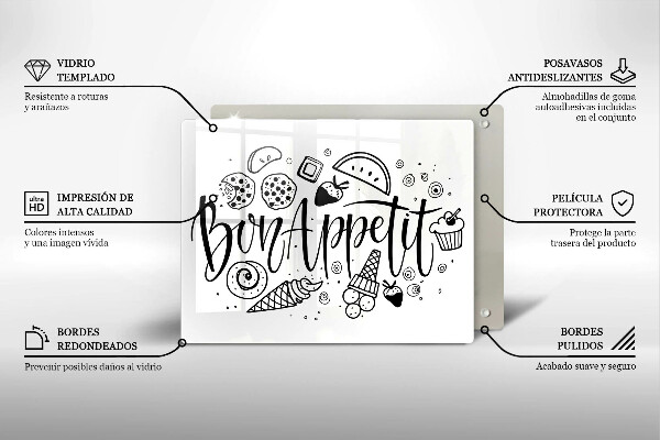 Osłona płyty indukcyjnej Napis Bon Appetit