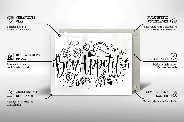 Osłona płyty indukcyjnej Napis Bon Appetit